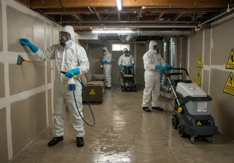 Basement Moisture Removal and Structural Drying process in Banning, CA